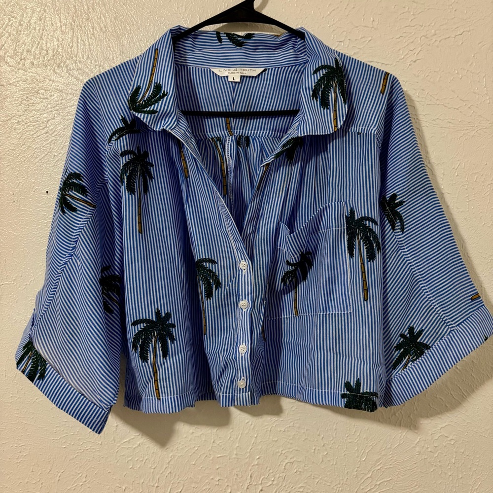 Live 4 Truth Blue and White Striped Top L